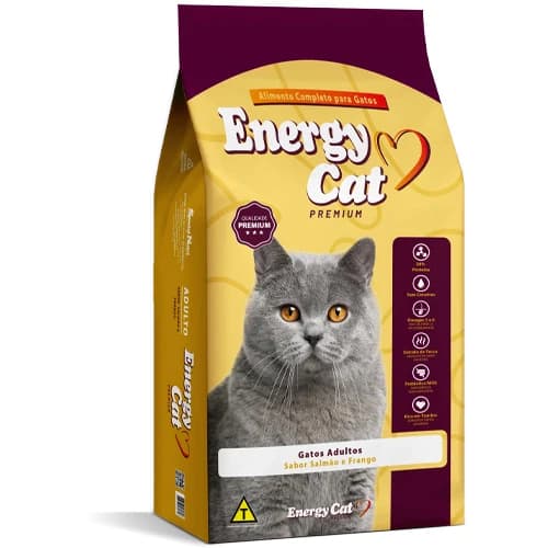 Ração Energy Cat Premium Gatos Adultos 1kg | Sabor Frango & Salmão 🐱
