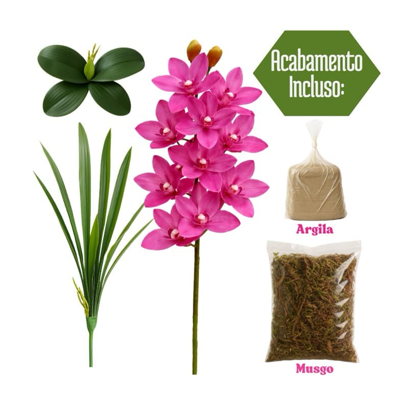 Kit Arranjo Orquídea Artificial Flores Realistas Várias Cores Casa Decoração Resistente Durável