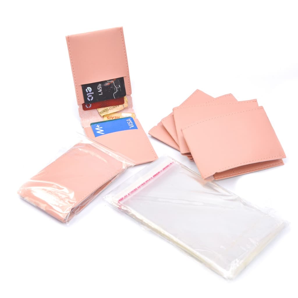 Kit com 50 porta cartões slim pratico ótimos para presentear mais embalagem auto colante