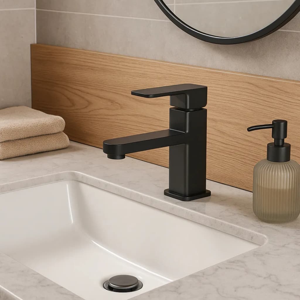 Torneira de Banheiro Preta Inox Fosco Lavabo Luxo Quente e Frio Bancada Elegante Moderna Metal