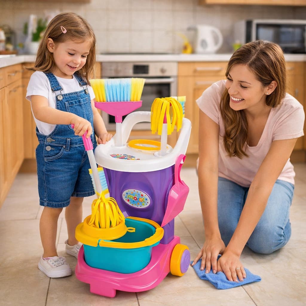 Carrinho Limpeza Infantil Brinquedo Educativo Organizacao Mobilidade Interativa
