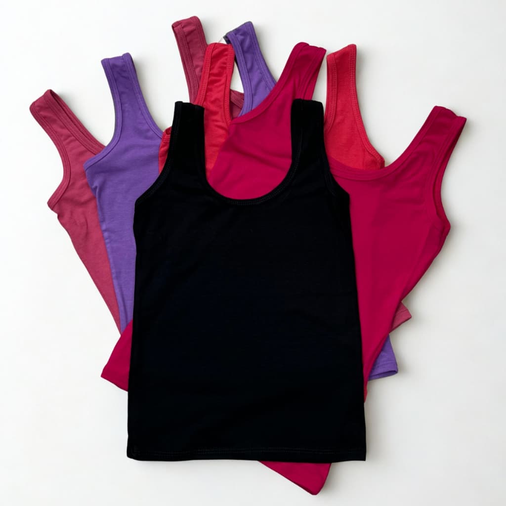 Kit 5 Blusa Regata Feminina ATACADO Alça Larga P ao G3 Plus Size Leve Respirável Viscolycra Conforto
