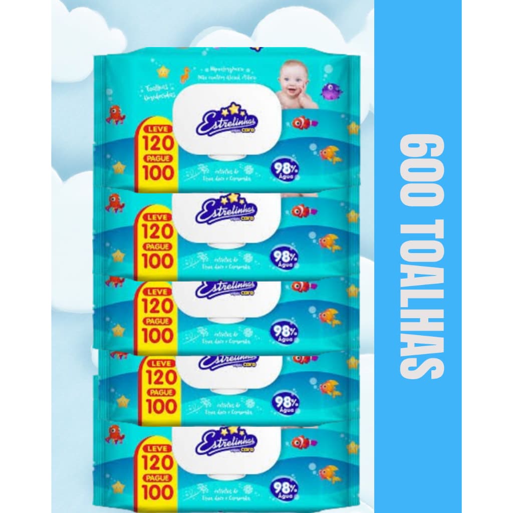 TOALHAS UMEDECIDAS ESTRELINHA KIT 600 TOALHAS