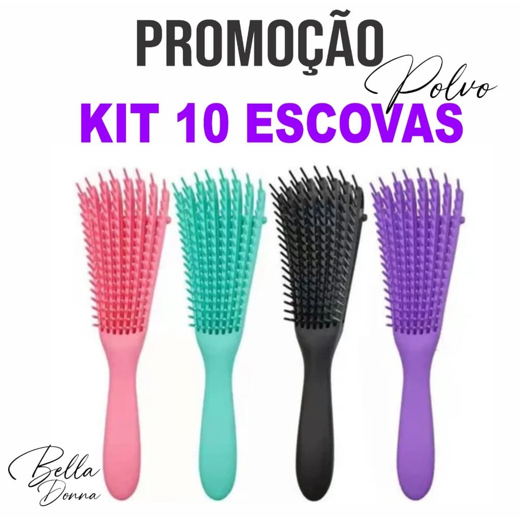 Kit 10 Escovas Polvo para cabelos cacheados.