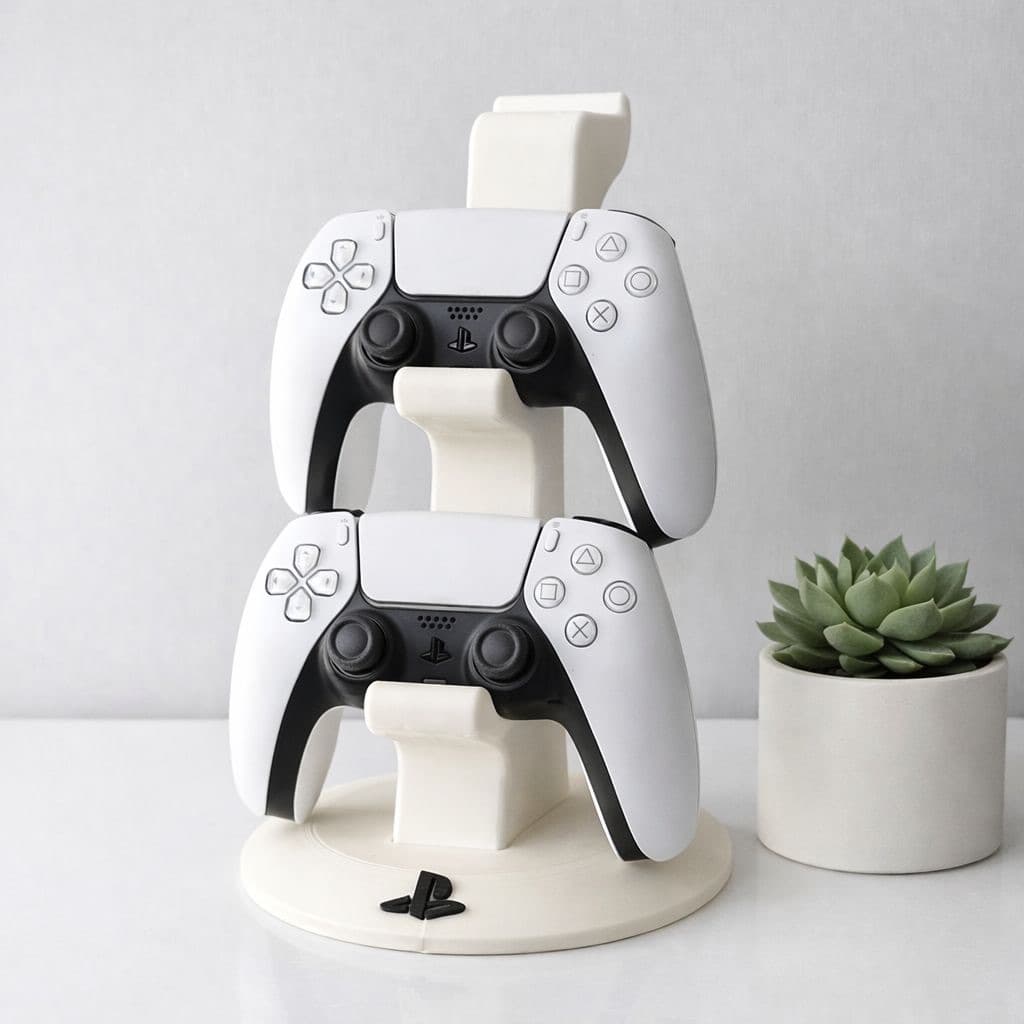 Suporte para Dois Controles de Videogame PS5 + Headset | Base Gamer 3D