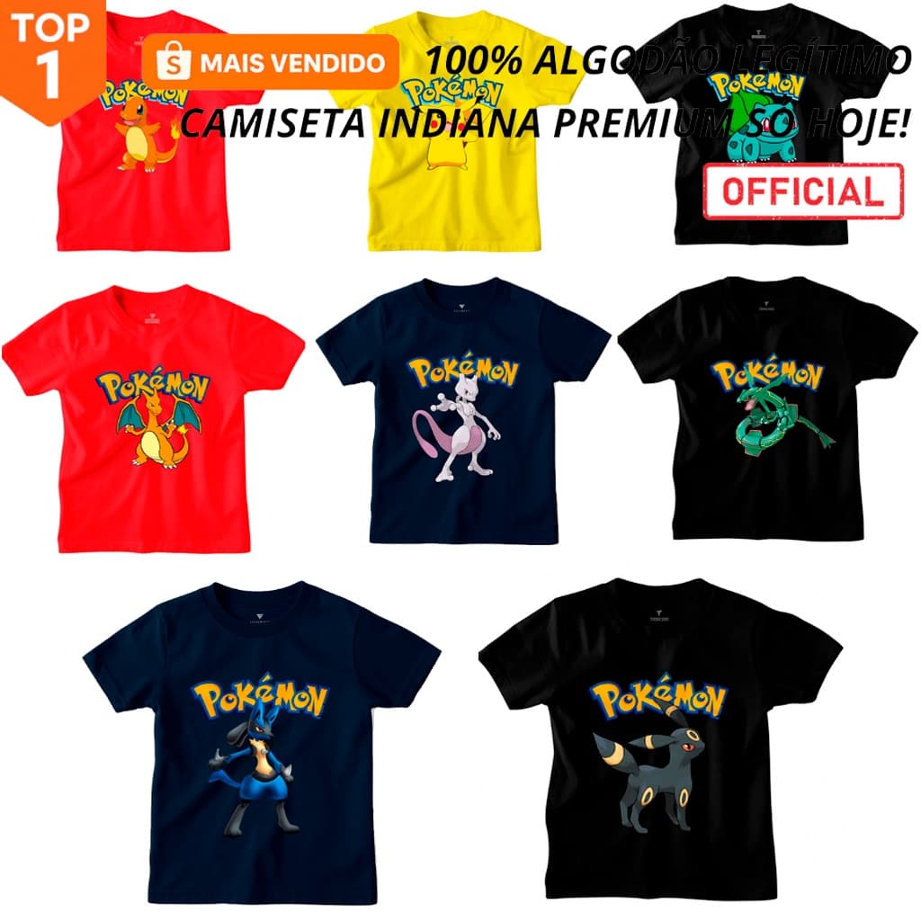 Camiseta camisa blusa POKEMON varias estampas 100% ALGODÃO
