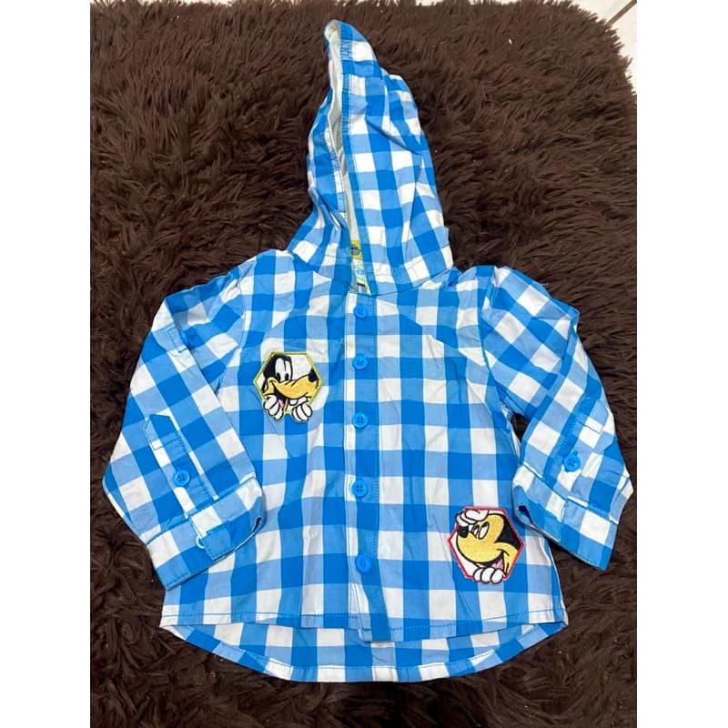 Blusa xadrez manga longa com touca infantil masculino disney