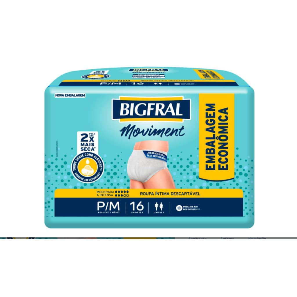 Roupa Intima Bigfral Moviment P/M 16UN - Ontex