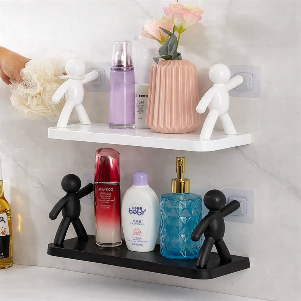 KIT 2 Prateleiras Bonequinho Adesivas – Organização e Decoração Moderna Organizador Banheiro