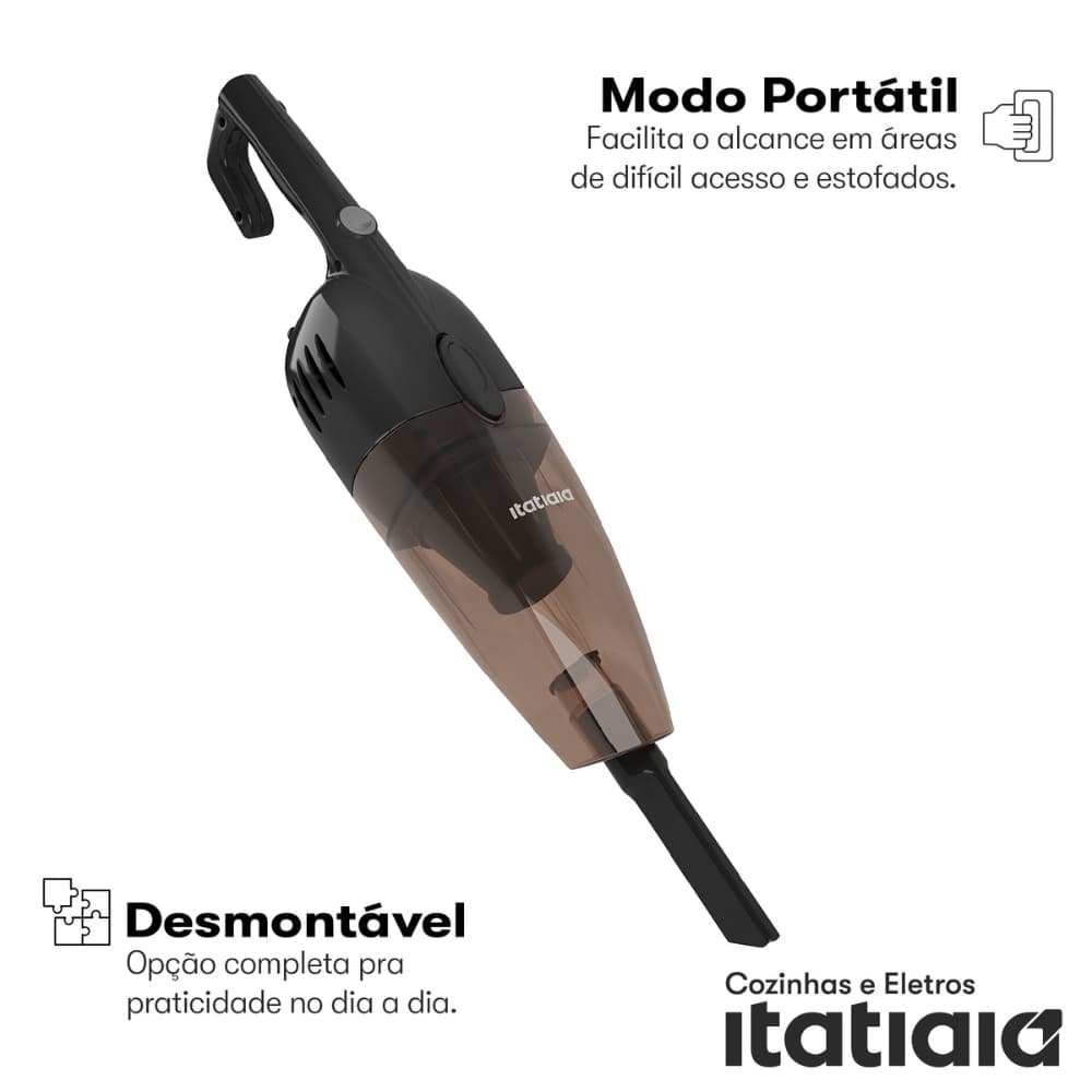 Aspirador de Pó Vertical Itatiaia 2 em 1 Preto Brilhante - 127V | Filtro HEPA, 1.2L e 4m de Alcance