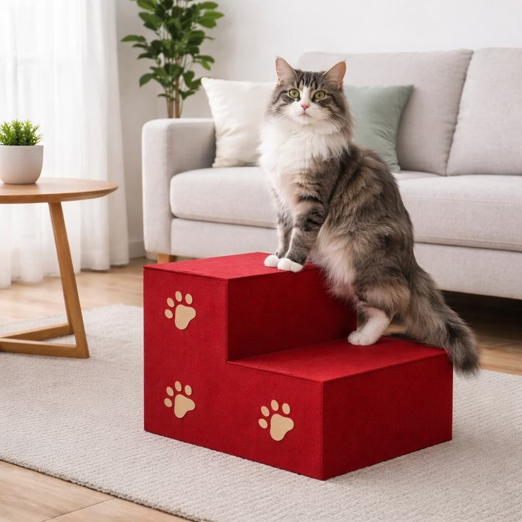 Escada Pet 30cm 2 Degraus Para Gatos Escadinha de Apoio Para Subir no Sofá e Cama