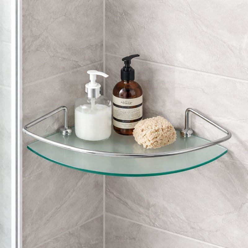 Porta Shampoo Canto Suporte Prateleira De Banheiro Cantoneira Vidro Incolor Organizador De Box