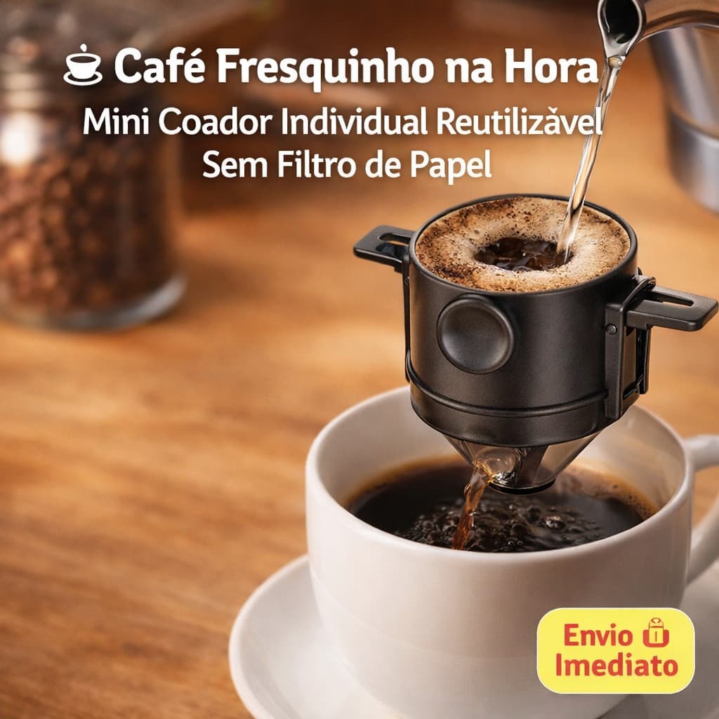 Mini Coador Café Dobrável Inox Individual Filtro Permanente Reutilizável Portátil Aço Inoxidável