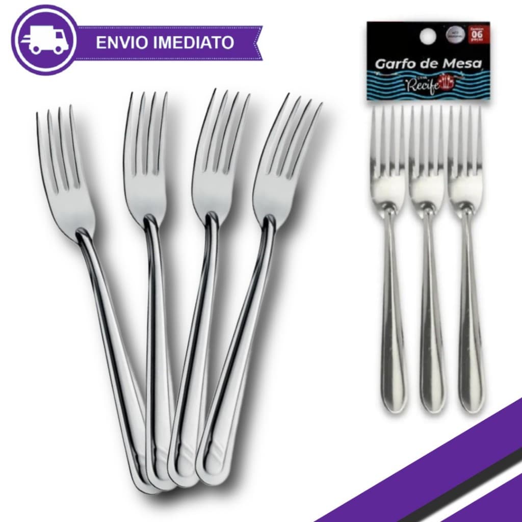 Kit 6/12/24 Garfo de Mesa Inox Aço Inoxidável Reforçado Talher Resistente para Uso Diário