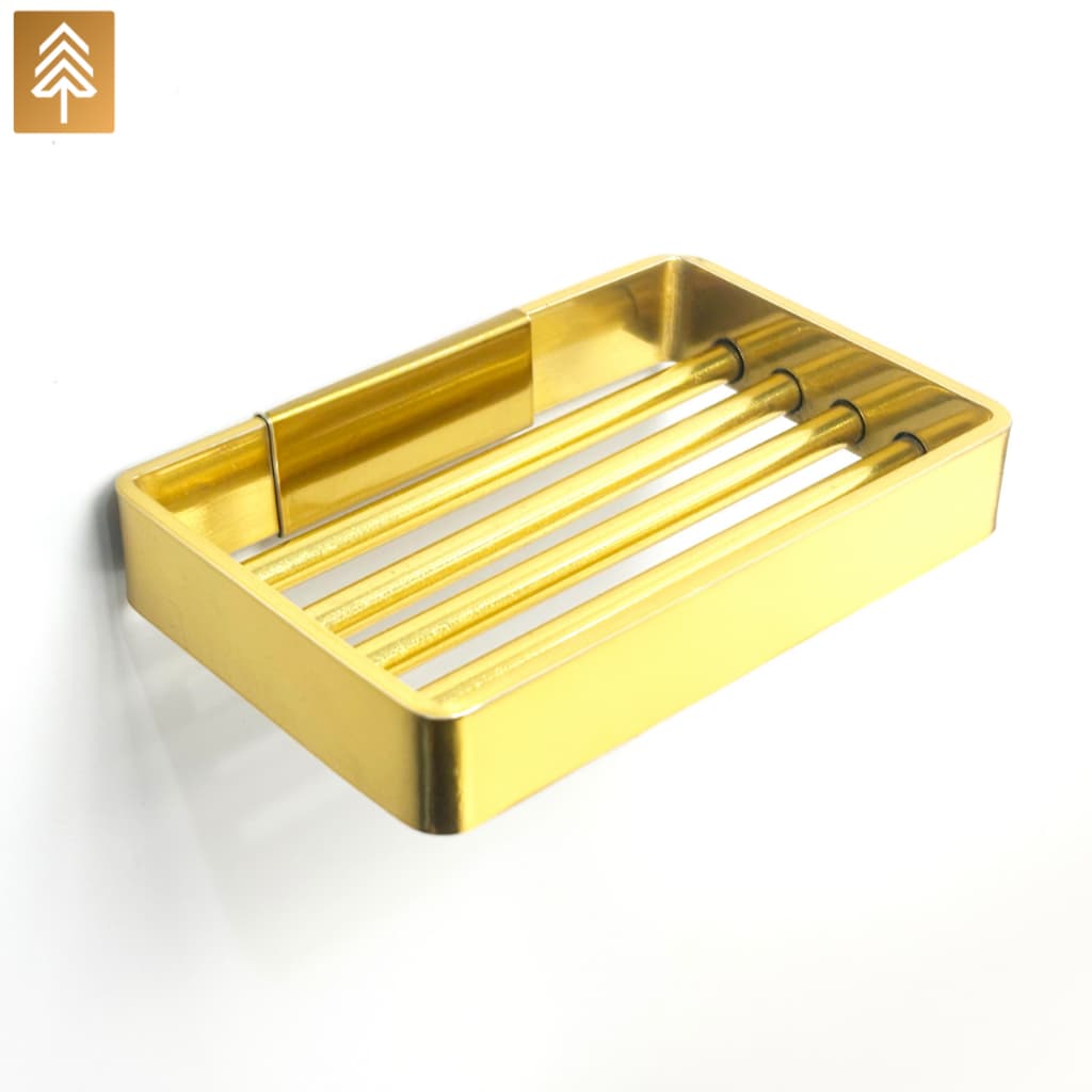 SABONETEIRA QUADRADA BANHEIRO ALUMINIO DOURADO - PORTA SABONETE- SUPORTE