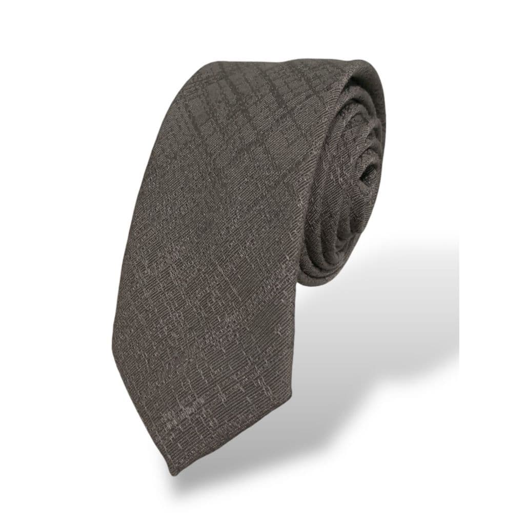 Gravata Masculina Cinza Chumbo Trabalhada Luxo para Padrinhos de Casamento