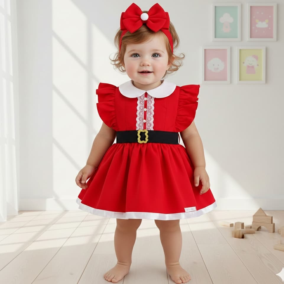 Jardineira Romper Body Saia Mamãe Noel Festa Natal Presente Salopete Com Tiara Ensaio Fotográfico