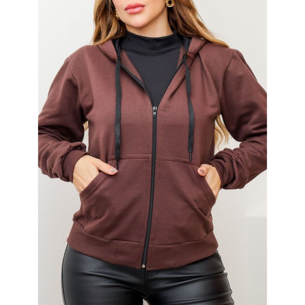 Casaco Moleton Feminino Flanelado com Capuz para Máximo Conforto