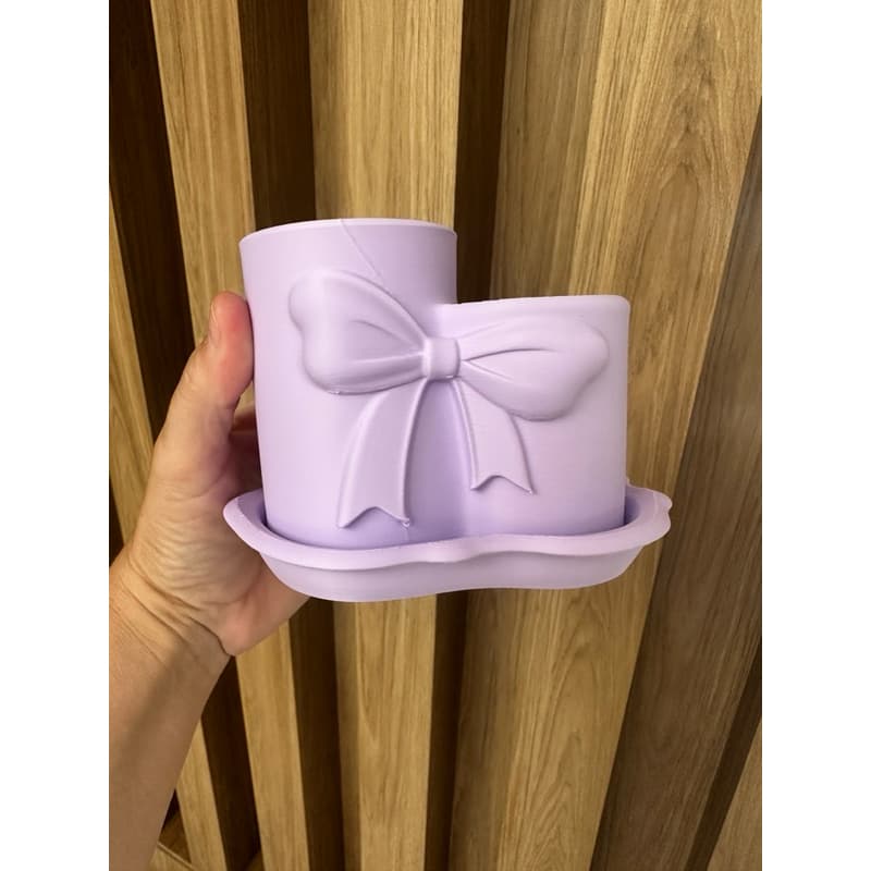 Organizador Porta pincel laço Maquiagem Cor:Lilás