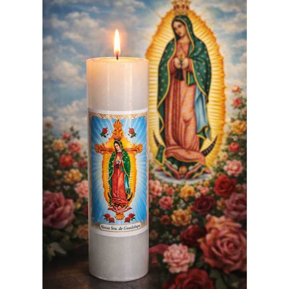6 Velas Votiva 7 Dias Nossa Senhora de Guadalupe 100% Parafina 260g Quaresma Frei Santos Católicos