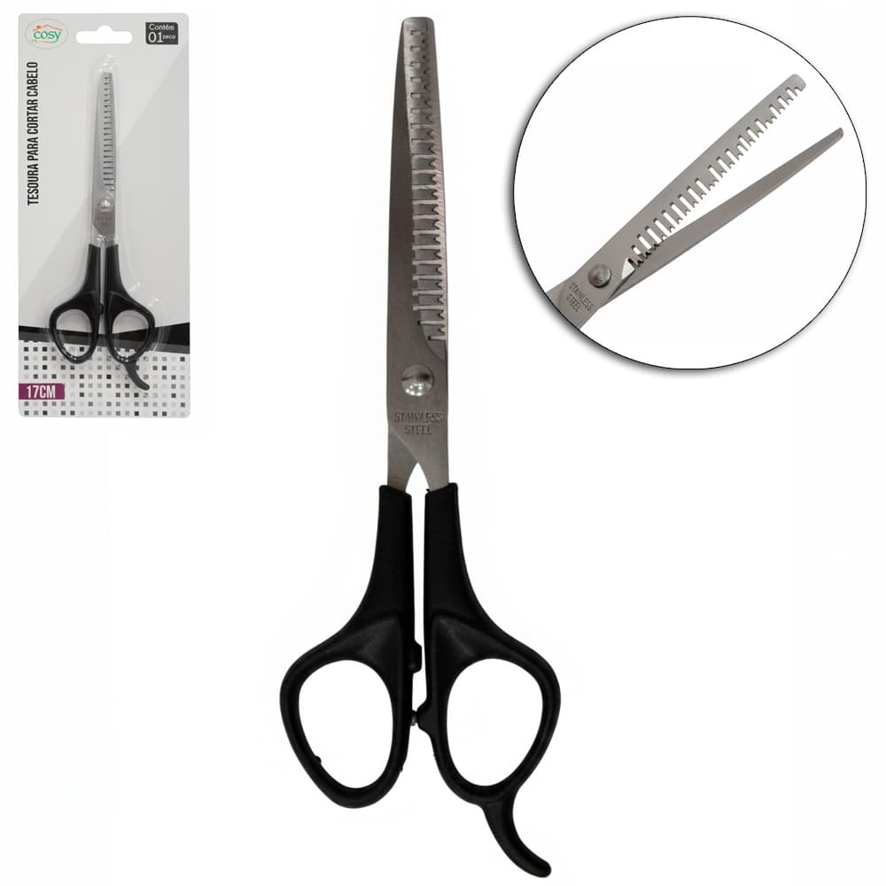 TESOURA DENTADA PARA CORTAR CABELO 17CM  DT8728
