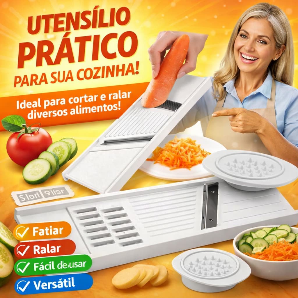 Cortador e Fatiador de Legumes com Ralador Fino 3 em 1 Kit com 2 unidades