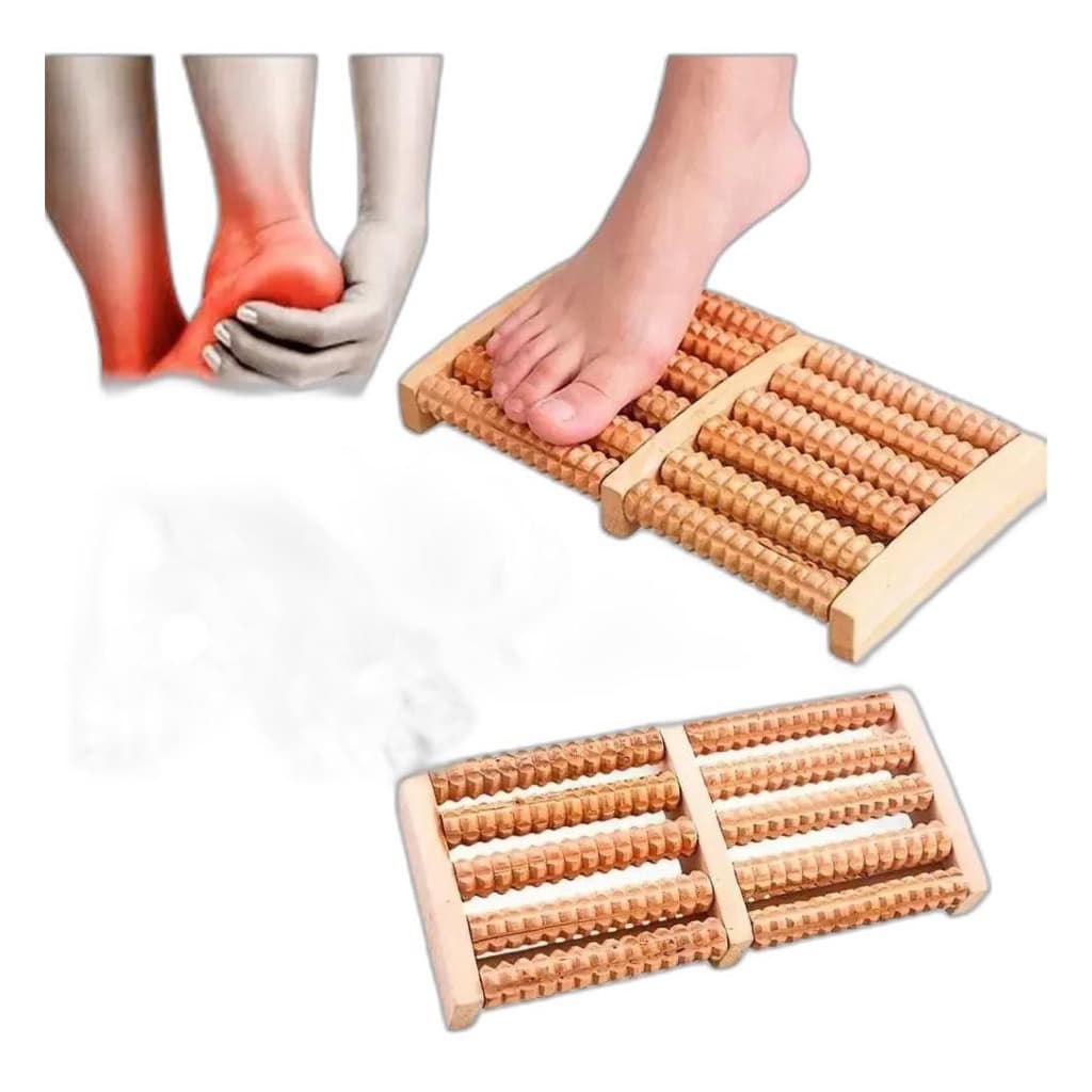 Massageador De Pé Bolinhas 2 Pés Em Madeira
