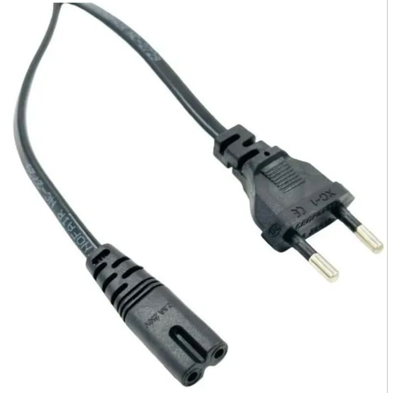 Cabo de Força Bipolar Universal Tipo 8 - Compatível com TVs, PS2, PS3 e Impressoras, 1,8m
