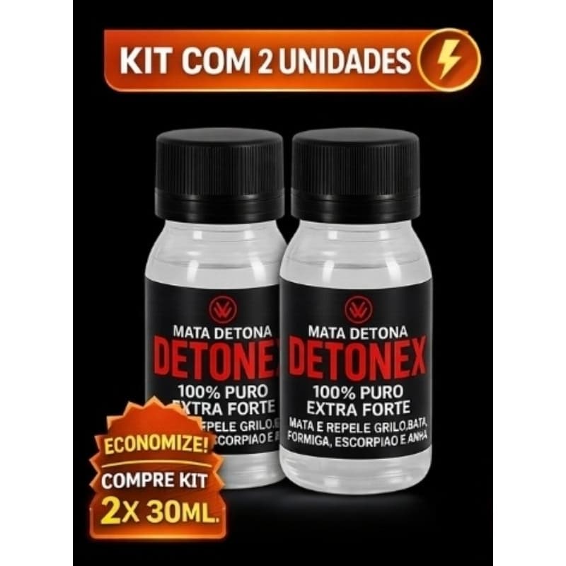 Kit 2 Detonex 30ml Inseticida Alta Eficácia Contra Baratinhas e Insetos Rasteiros
