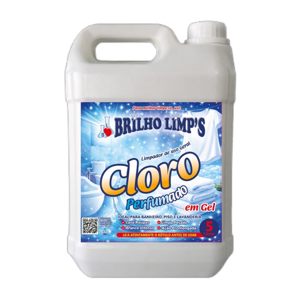 Cloro em Gel Brilho Limps 5 Litros - Cloro Ativo + Poder de Limpeza com Ação Prolongada