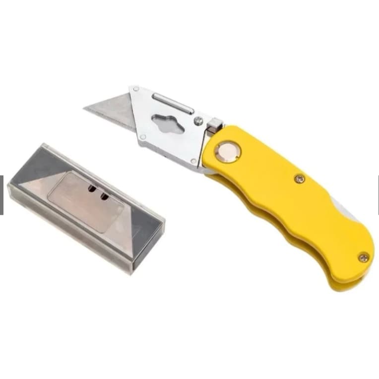 Estilete Dobrável Profissional Lâmina Trapezoidal + 3 Refis