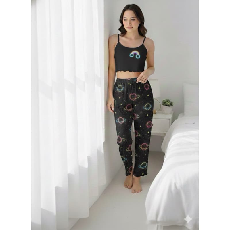 Baby-doll pijama calça suede cropped personalizado roupa de dormir