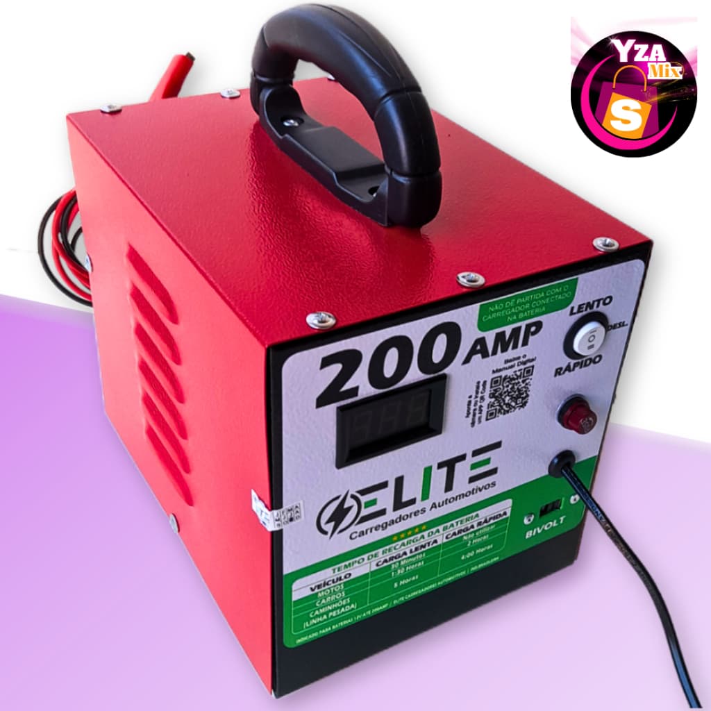 Carregador de Bateria 12V Baterias até 300Amp Turbo Velocidade Carros, Motos, Caminhões, Barcos