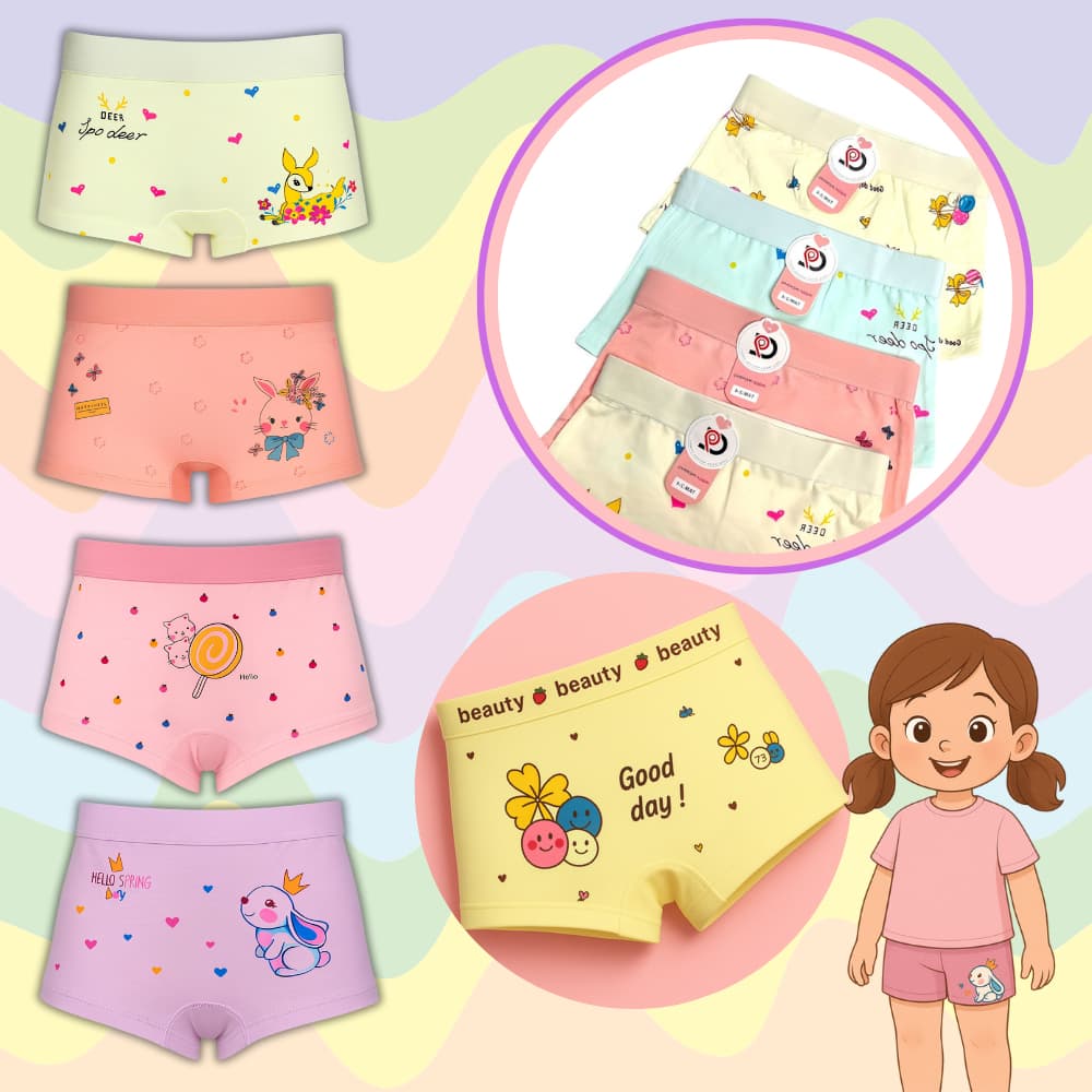 10 - 6 ou 4 unidades de Calcinhas Shortinho Box Infantil Menina Estampada conforto