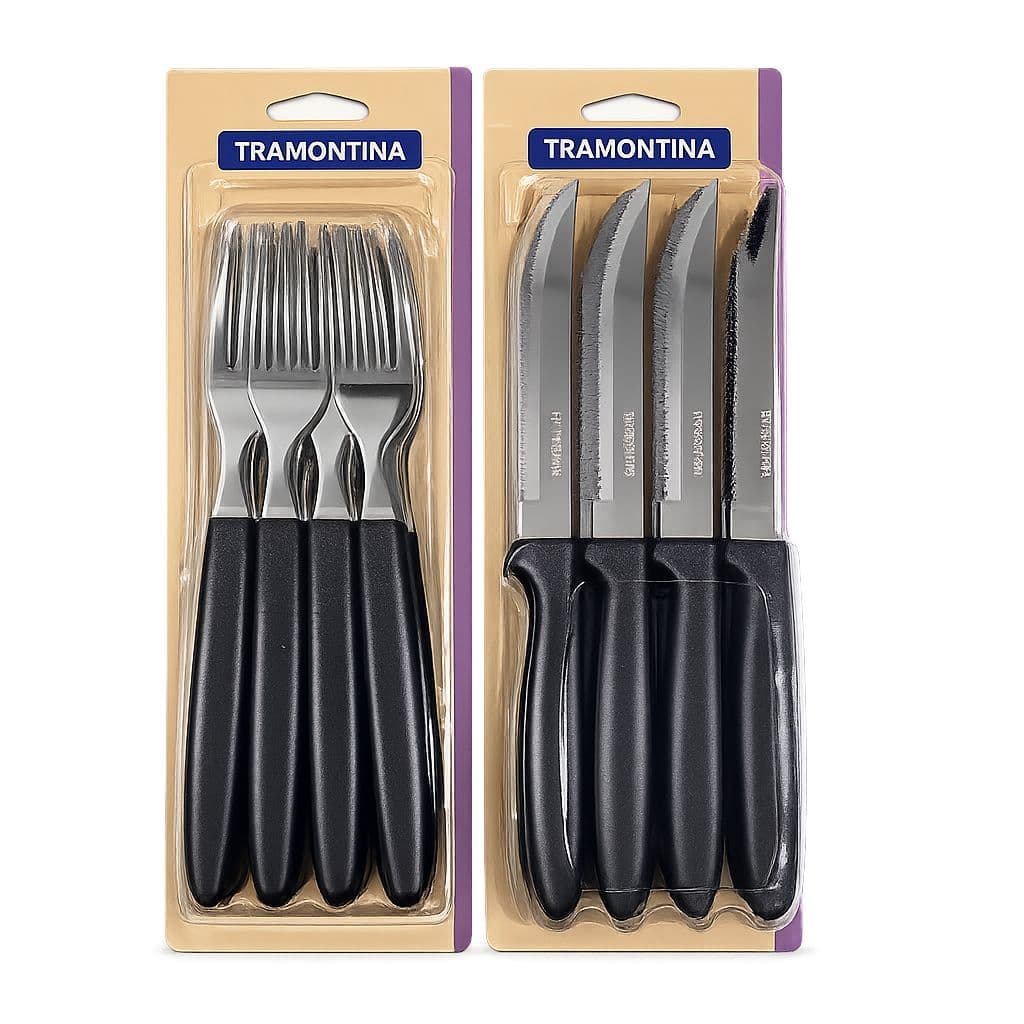 Kit Garfo e Faca Tramontina Ipanema 24 Peças Aço Inox Original Churrasco Mesa Completa