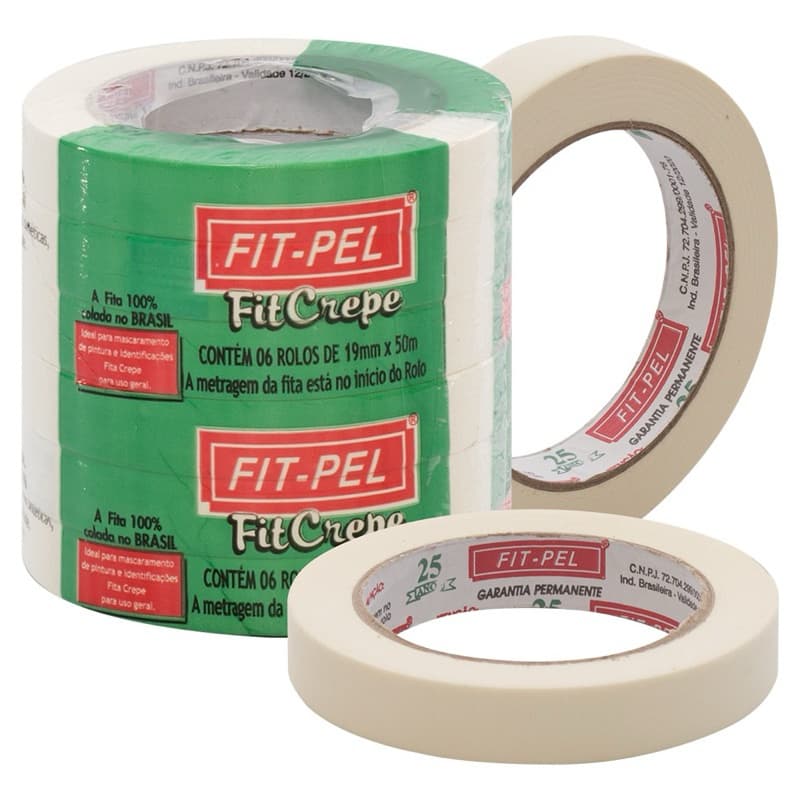 Pacote de Fita Crepe c/6 – Fit-Pel
