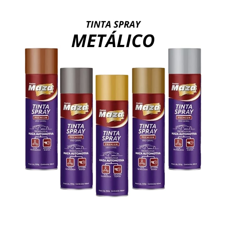 Tinta Spray Prem Uso Geral Maza 400ml - CORES METÁLICAS