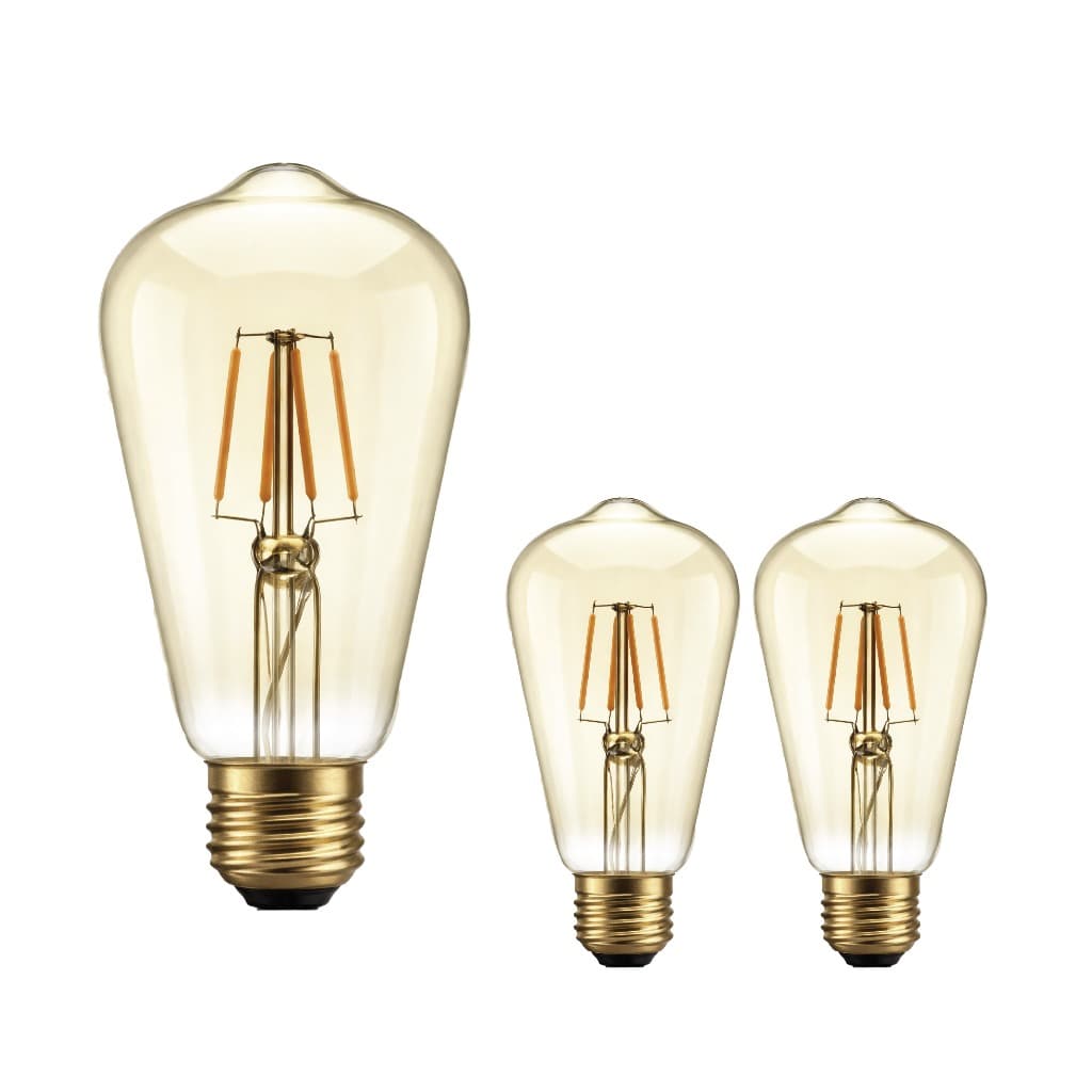 Kit 3 Filamento led 4w st64 E27 2200k Bivolt lampada Vintage Retro