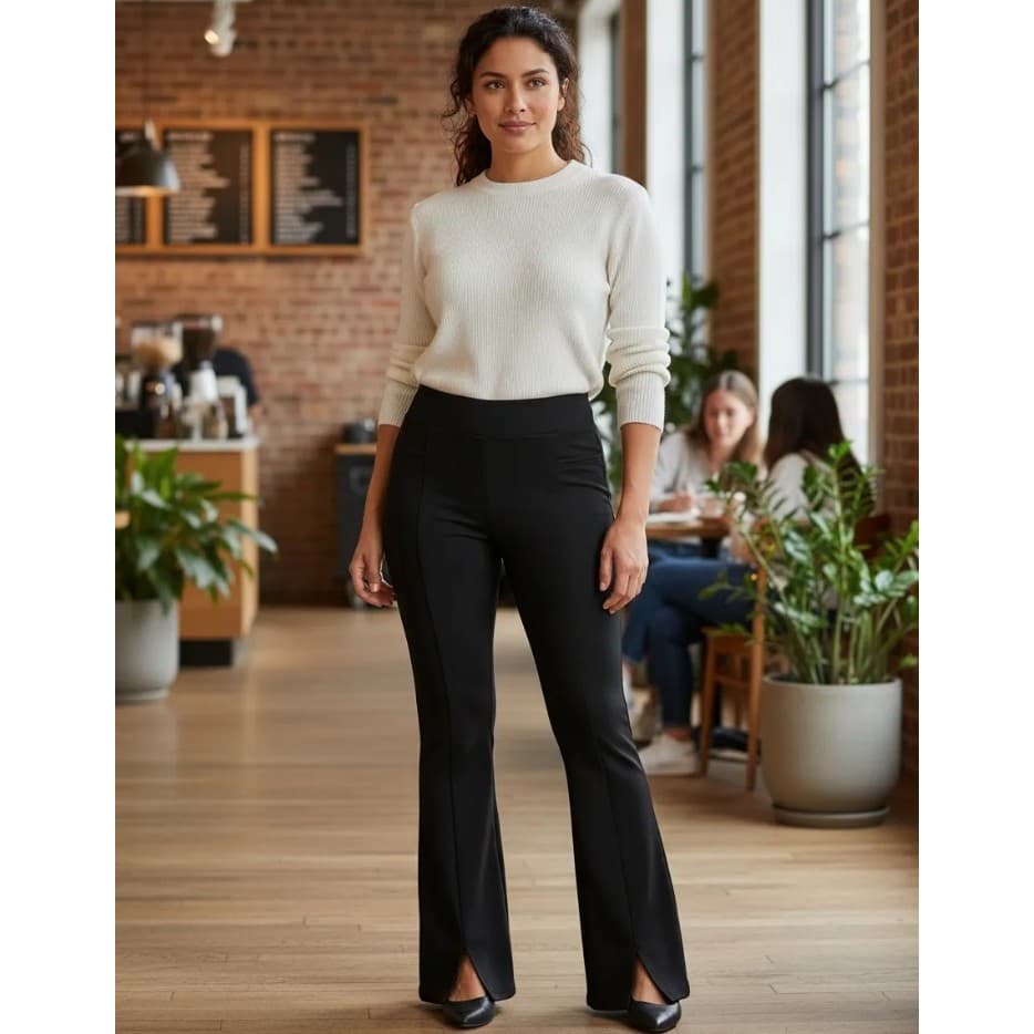 Calça Legging Leg Flare Zero Transparência Grossa Com Bolso