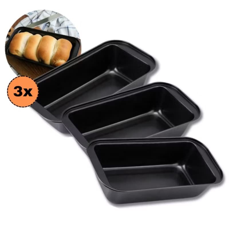 Kit 3 Forma de pão caseiro assadeira antiaderente p bolo torta teflon