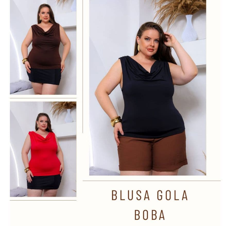 Kit 3 Blusa Feminina gola boba regata com Gola Boba em suplex Conforto, Elasticidade e Elegância Casual
