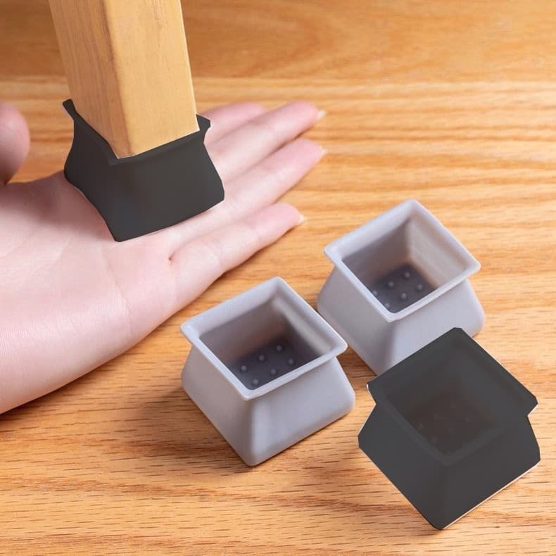 Kit 8 Protetor de Silicone para Pés de Cadeira Quadrado Pezinho Antiderrapante Mesa Piso Proteção