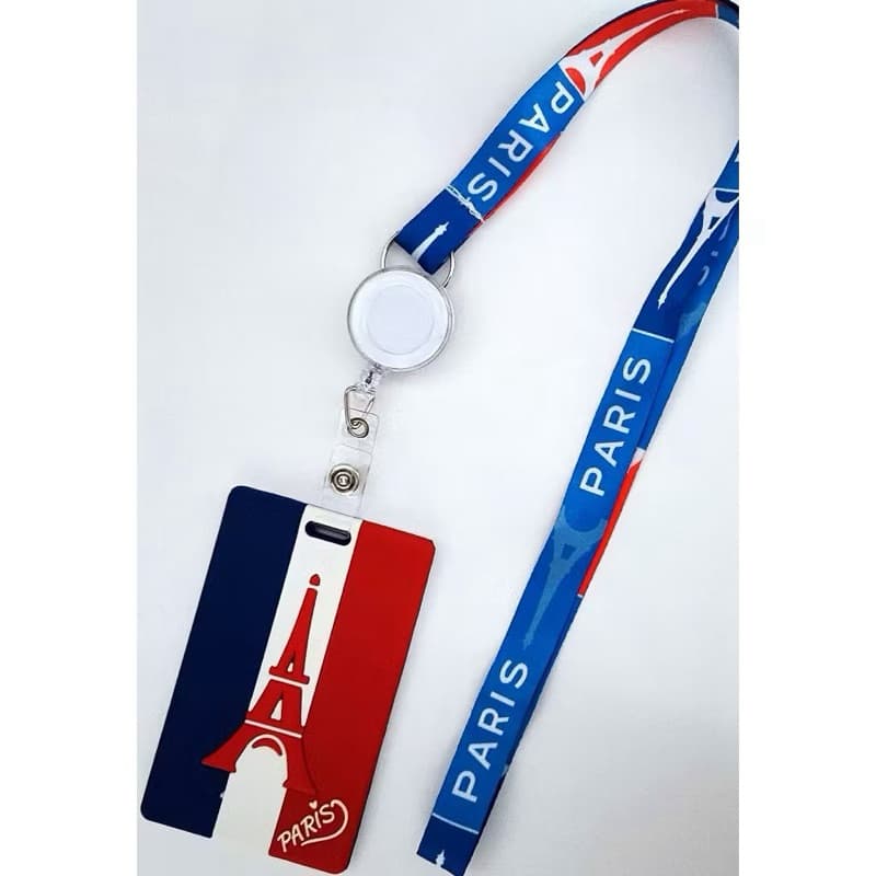 Porta-Crachá Paris Kit com Cordão e Clip Retrátil