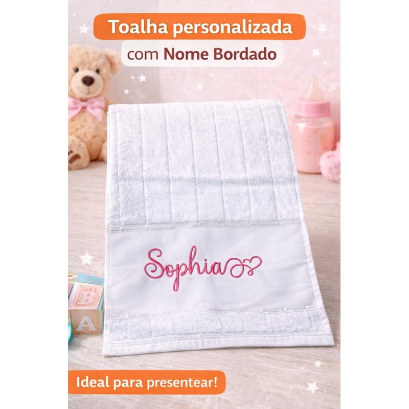 Toalha Personalizada com Nome Bordado | Lembrancinha Infantil | Presente Personalizado