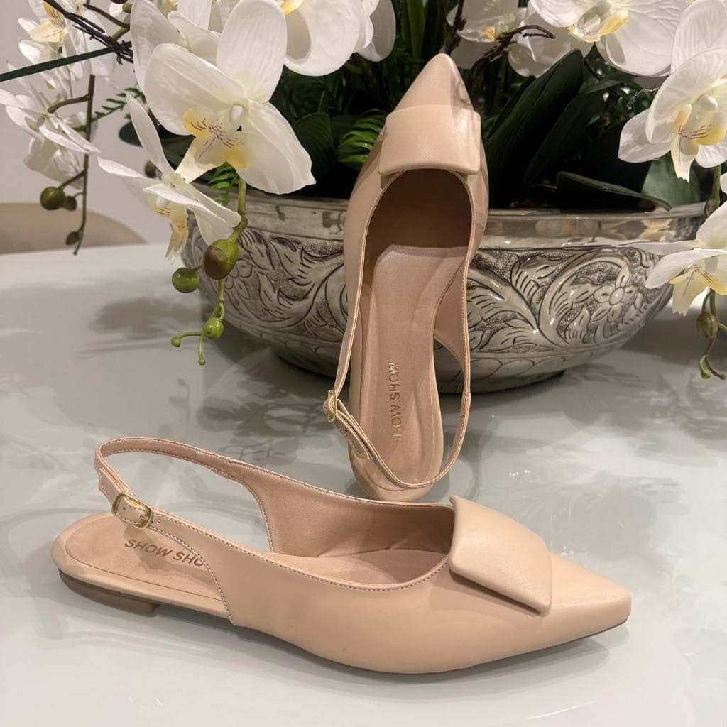 Sapatilha Slingback Feminina Com Fivela Encapada Moderna e Elegante