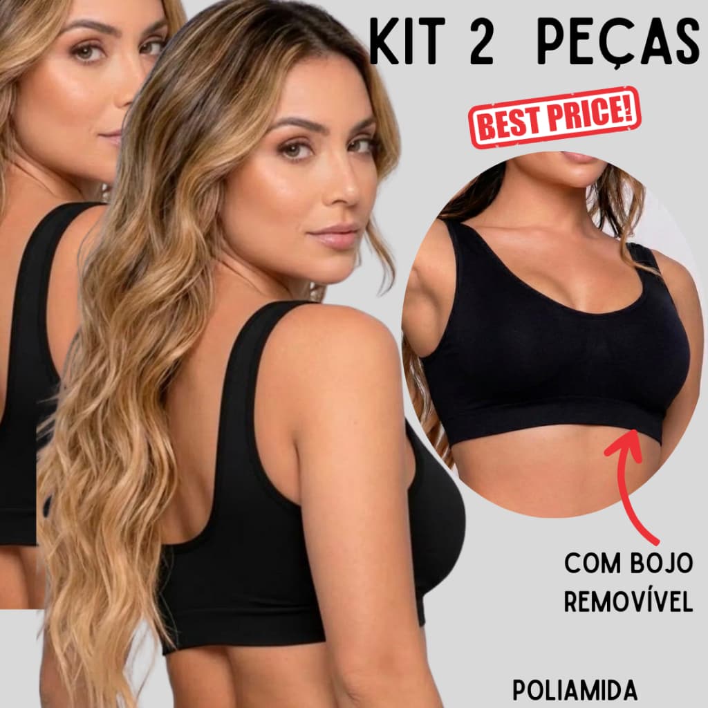 Kit 2 Top SEM Costura COM Bojo Removível Confortável e Macio