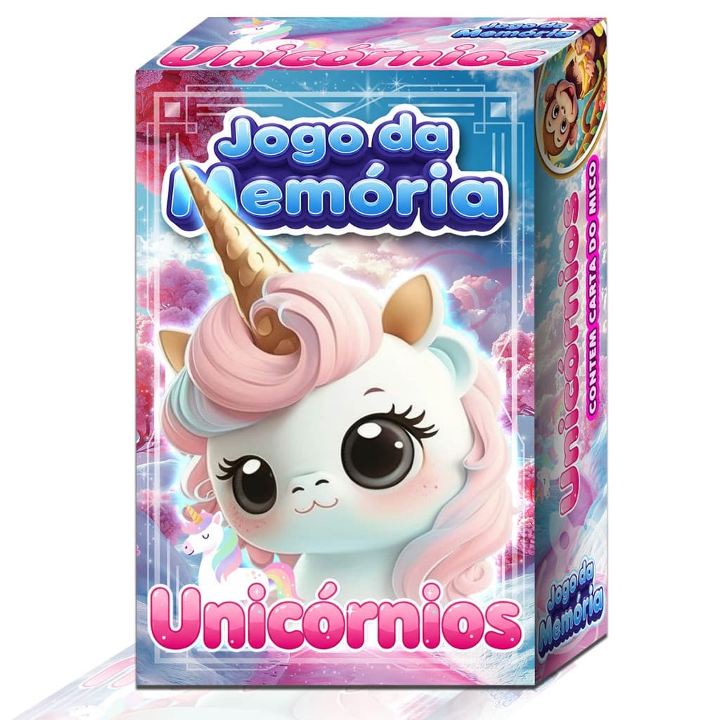 Jogo da Memória de Unicórnios 60 Cartas Divertidas e Coloridas Ideal para Crianças e Toda a Família