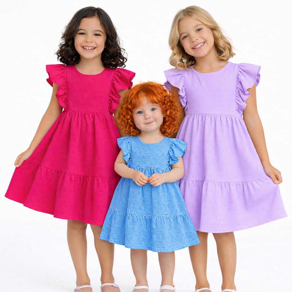 Vestido Infantil Menina Princesa Luxo Festa Soltinho 2 a 8 Anos Dia a Dia Básico Manga Princesa Rodado Várias Cores