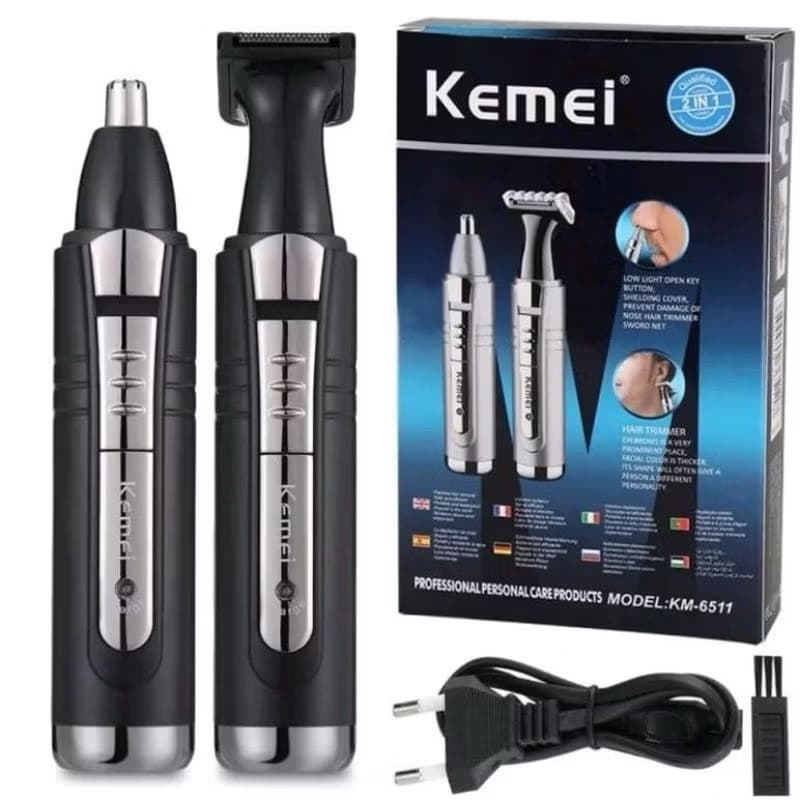 Máquina Acabamento Barba Cabelo Tirar Pelos Nariz Orelha 2 em 1 Kemei Original km-6511