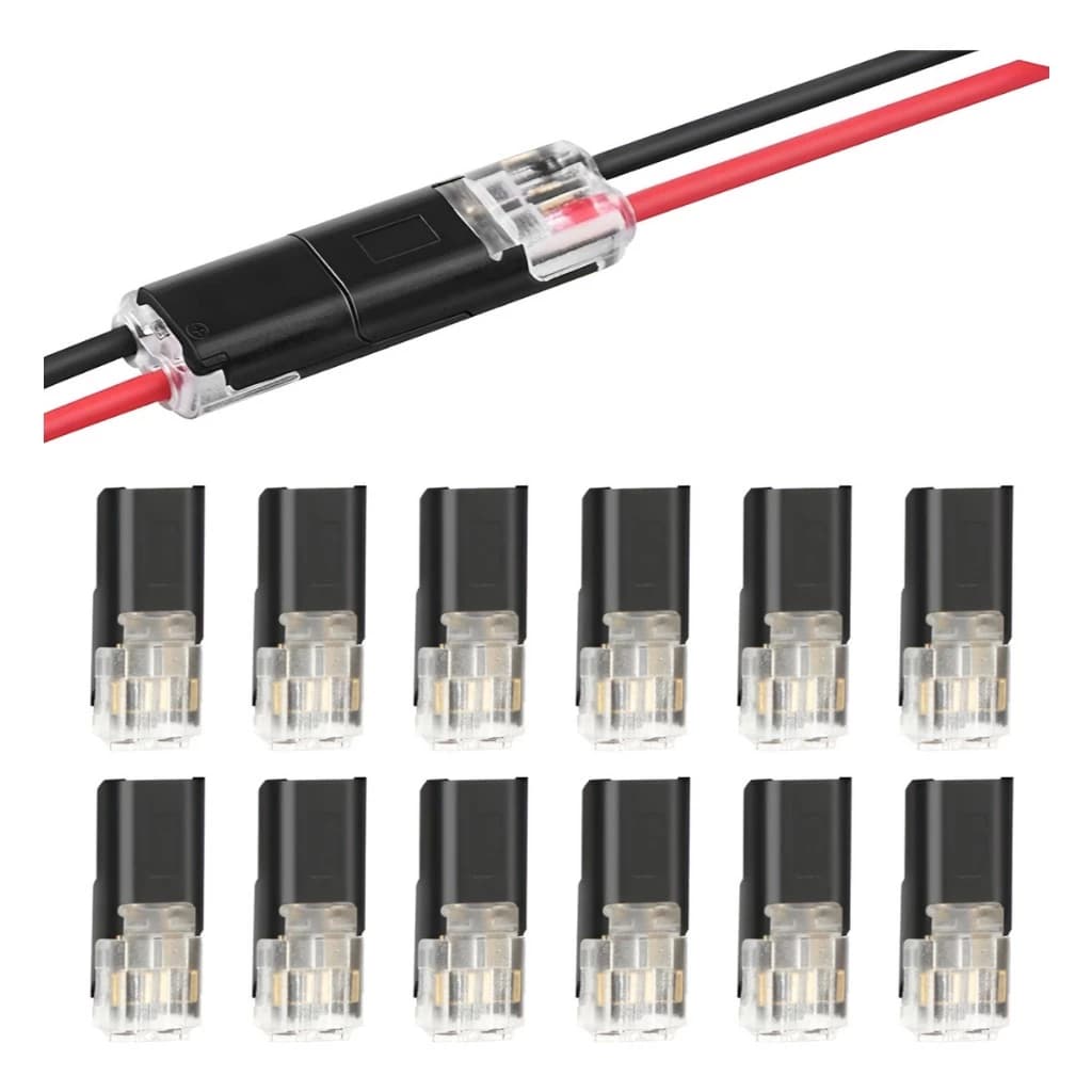 Conector Elétrico Plugue 2 Pinos Push-In com Trava – Kit com 30